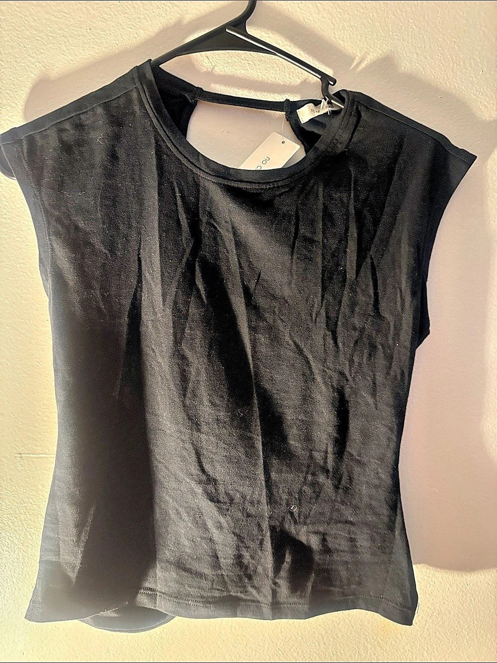 Black Short Sleeve Top with open back